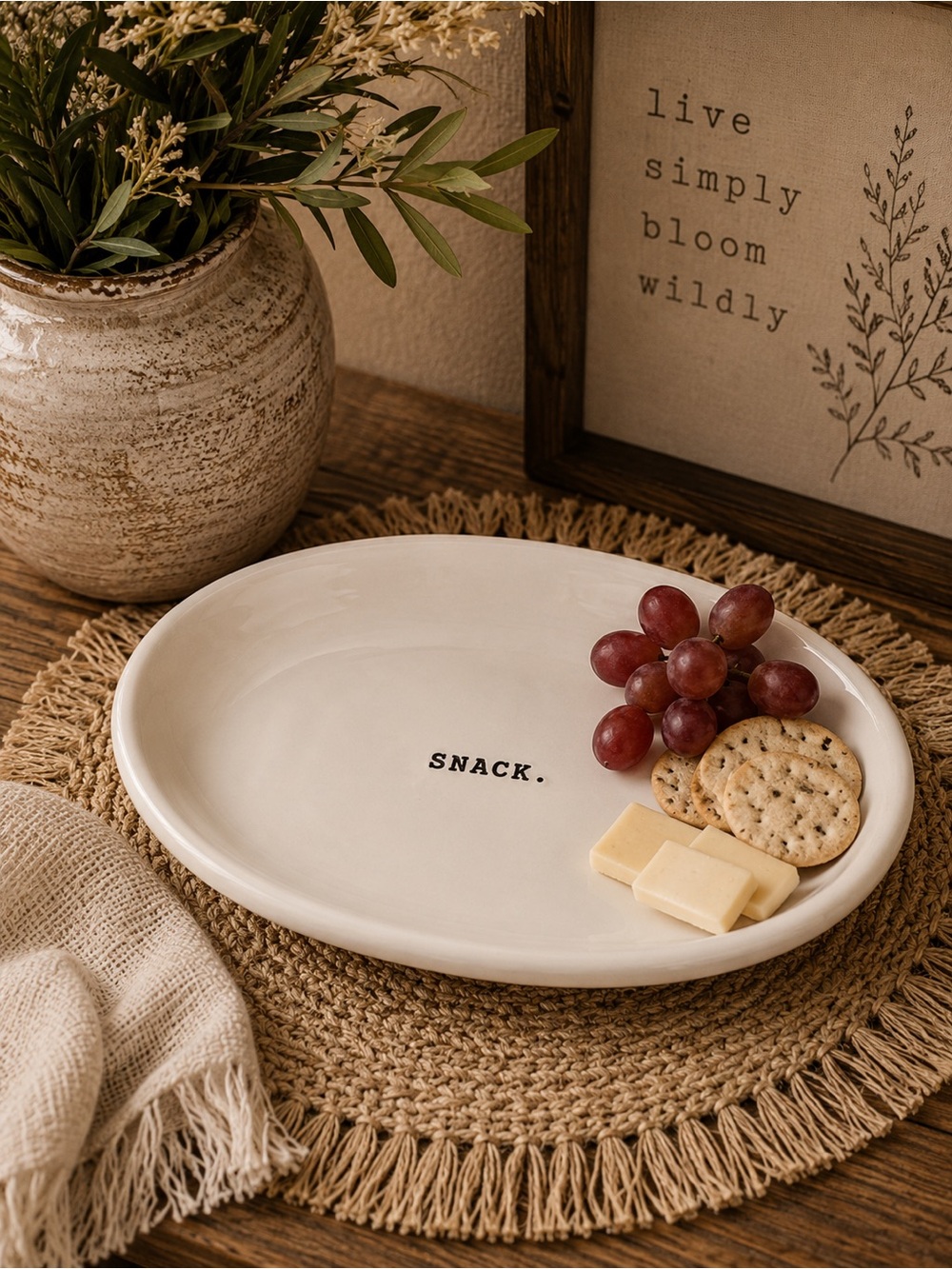 Rae Dunn Snack Oval‎ Plate Typewriter Print Farmhouse Kitchen Dining Home Decor